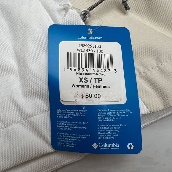 Columbia Women's Hikebound Jacket 'White / Chalk' WL1430-100 Multi Size - Picture 2 of 7